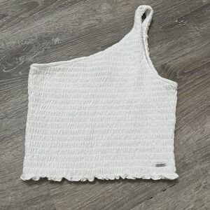 Hollister‎ Women's S White Ribbed Knit Wide Strap Scoop Neck Tank Top